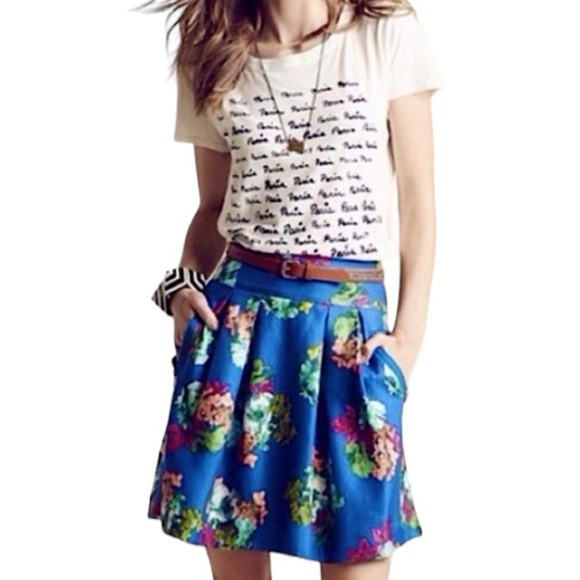 Maeve Anthropologie Garden Days silk blend floral skirt Sz 4 excellent condition - Picture 2 of 11